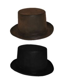 Hat-Top-Faux Leather-Brn