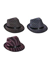 Hat-Fedora-Striped-Glitter Flocking-Asst