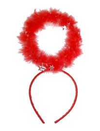 Headband-Halo-Fur/Tinsel-Red