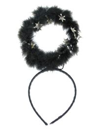 Headband-Halo-Fur/Tinsel-Blk