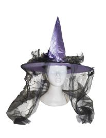 Hat-Witch-Purple Poly Satin w/Tulle