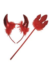 Devil-2 pc set-Headband & Pitch Fork-Fur & Sequin