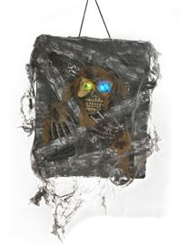 Décor-Hanging Webbed Skeleton w/Lights-16.9"x14.2"