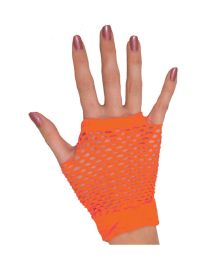 Fishnet Gloves-Short-Neon Orange
