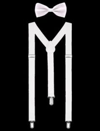 Suspenders & Bow Tie-Wht