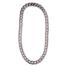 Necklace-Large Chain-Plastic-Slv