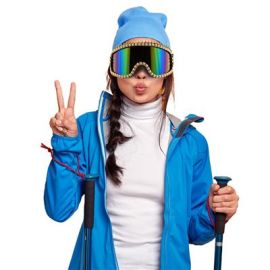 Ski Glasses w/Rhinestones-Gld
