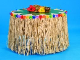 Table Skirt-Raffia w/Flowers-Natural-108x28" COMING SOON