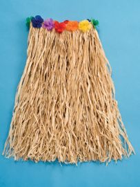 Skirt-Raffia w/Flowers-Natural-42x28-Adult XL