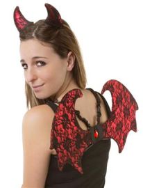 Devil-3 pc set-Horns, Wings w/Lace