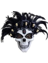 Mask-Voodoo w/Feathers & Skulls