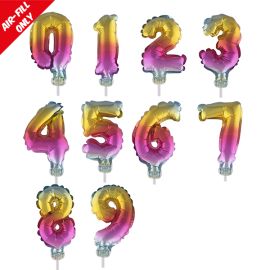 Balloon-Foil-Cake Topper-Number 5"-Rainbow