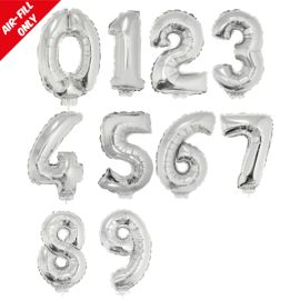 Balloon-Foil on Stick-Number 16" Silver