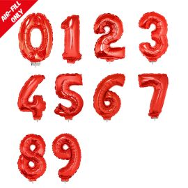 Balloon-Foil on Stick-Number 16"-Red