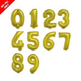 Balloon-Foil on Stick-Number 16"-Gold Holographic