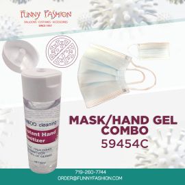 Combo-Disposable Medical Mask Blue/White-10 pcs & Hand Gel